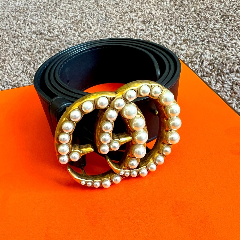 Calfskin Pearl Double G 40mm Belt 100